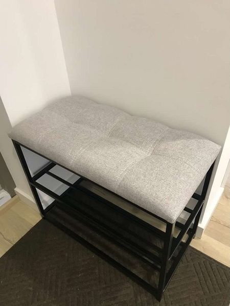 Банкетка для взуття 60*30, колір металу білий, велюр 107005 фото